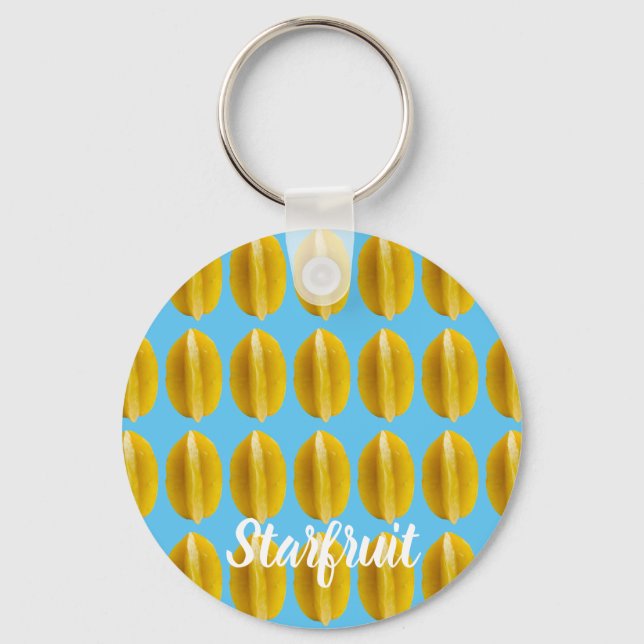 Starfruit Carambola Pattern Fruit for Vegan Keychain (Front)