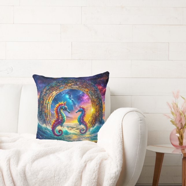 StarGate Seahorses Design By Rich AMeN Gill Throw Pillow (Couch)