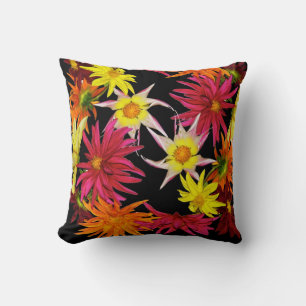 Stargazer Dahlias Throw Pillow