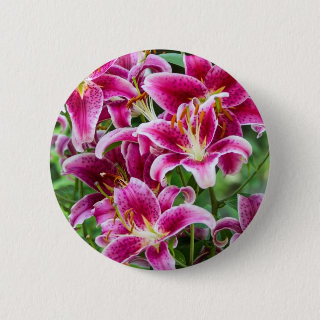 Stargazer Lilies 2 Inch Round Button (Front)