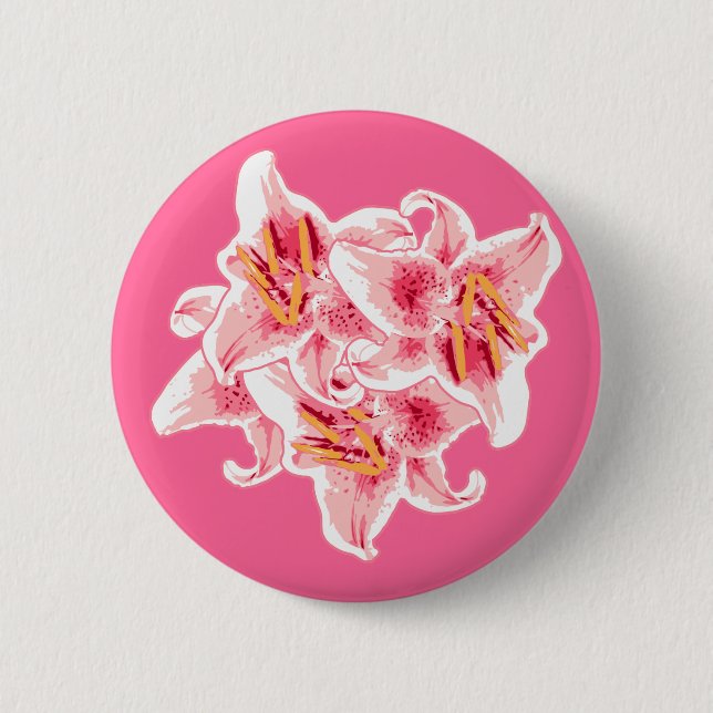 Stargazer Lilies 2 Inch Round Button (Front)