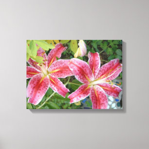 Stargazer Lilies Garden Floral Canvas Print