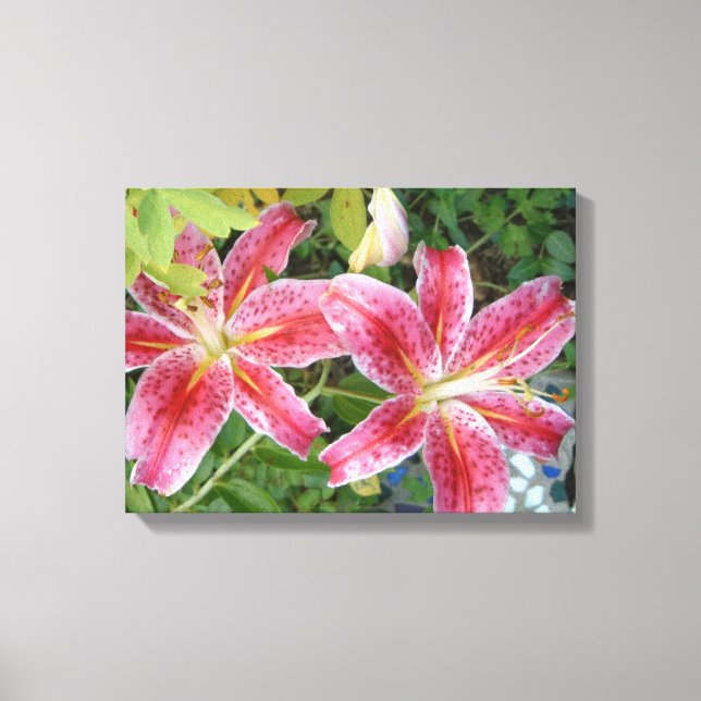 Stargazer Lilies Garden Floral Canvas Print (Front)