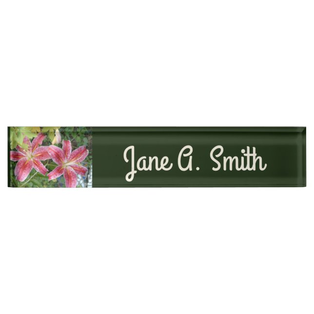 Stargazer Lilies Garden Floral Nameplate (Front)