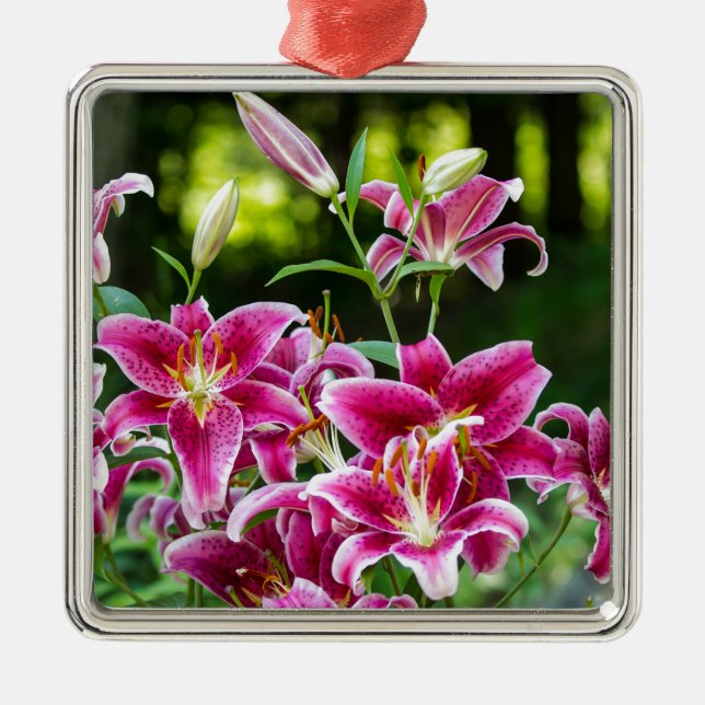 Stargazer Lilies Metal Ornament (Front)