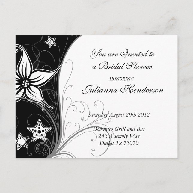 Stargazer Lilly and Starfish Bridal Shower Invite (Front)