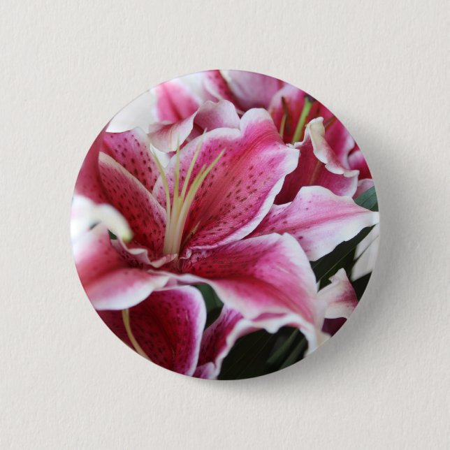 Stargazer Lily 2 Inch Round Button (Front)