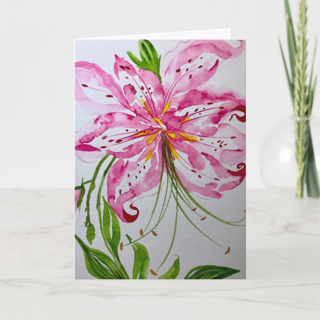 Stargazer Lily - Blank inside greeting card  (Front)