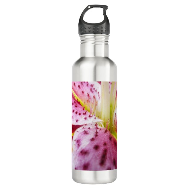 Stargazer Lily Bright Magenta Floral 710 Ml Water Bottle (Front)