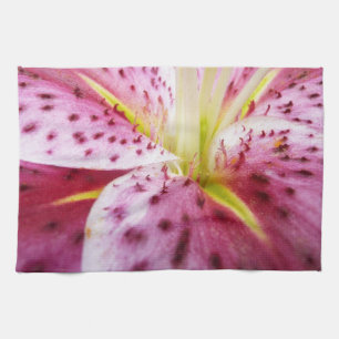 Stargazer Lily Bright Magenta Floral Kitchen Towel