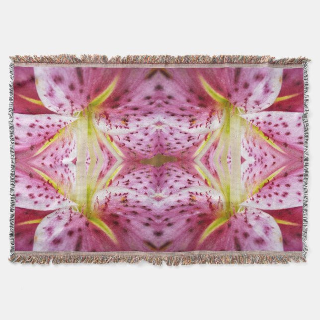 Stargazer Lily Bright Magenta Floral Throw Blanket (Front)