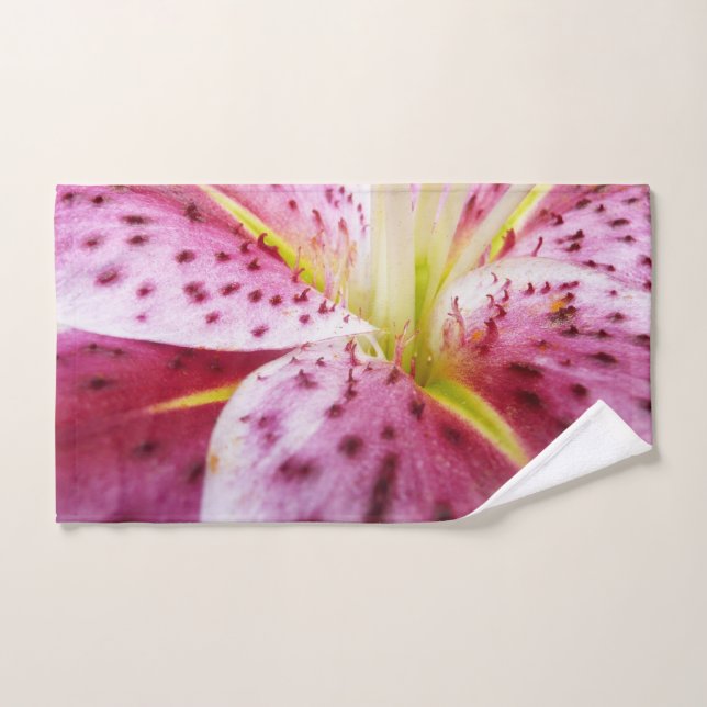 Stargazer Lily brillant Magenta Floral (Serviette à main)