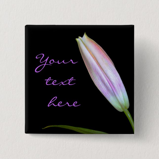 Stargazer Lily Bud 2 Inch Square Button (Front)