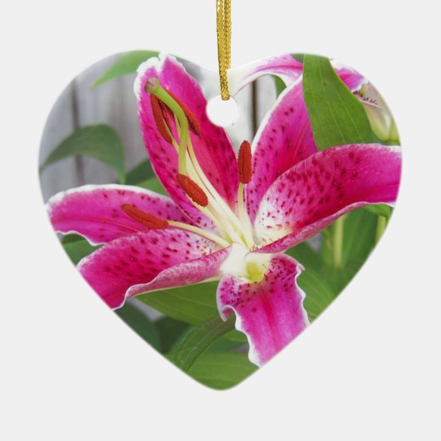Stargazer Lily Ceramic Ornament (Front)