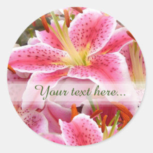 "Stargazer" Lily Custom Text Classic Round Sticker