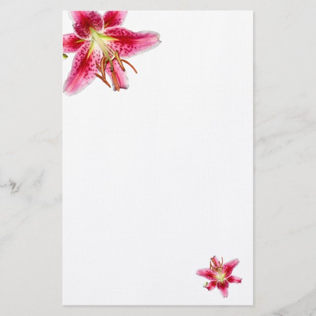 Stargazer Lily Decorated Blank Stationery (Front)