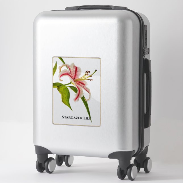 Stargazer Lily Floral Photographie | Sticker de no (Sur valise)