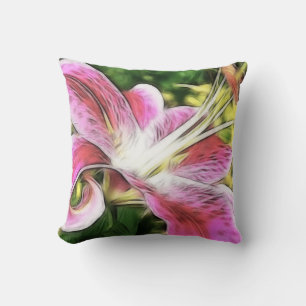 Stargazer Lily Floral Throw Pillow