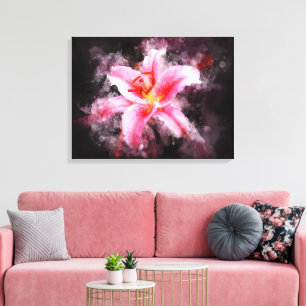Stargazer Lily flower watercolor - bb 01 Canvas Print