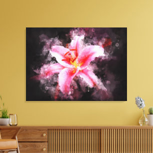 Stargazer Lily flower watercolor - bb 01 Canvas Print