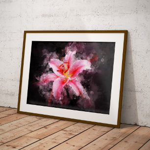 Stargazer Lily flower watercolor - bb 01 Photo Print