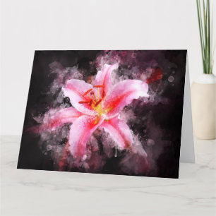 Stargazer Lily flower watercolor - bb 01 Thank You Card