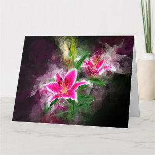Stargazer Lily flower watercolor - bb 02 Thank You Card