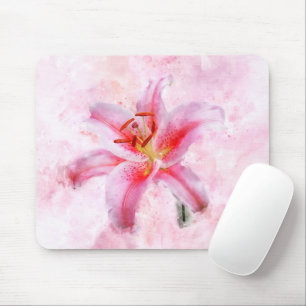 Stargazer Lily flower watercolor - wb 01 Mouse Pad