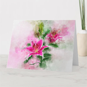 Stargazer Lily flower watercolor - wb 02 Thank You Card