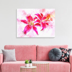 Stargazer Lily flower watercolor - wb 03 Canvas Print