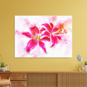 Stargazer Lily flower watercolor - wb 03 Canvas Print
