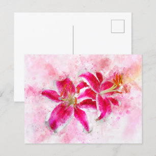 Stargazer Lily flower watercolor - wb 03 Postcard