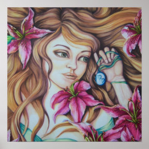 Stargazer Lily Goddess Fantasy Art Print