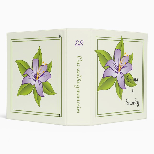 Stargazer lily lilac purple wedding custom binder (Background)