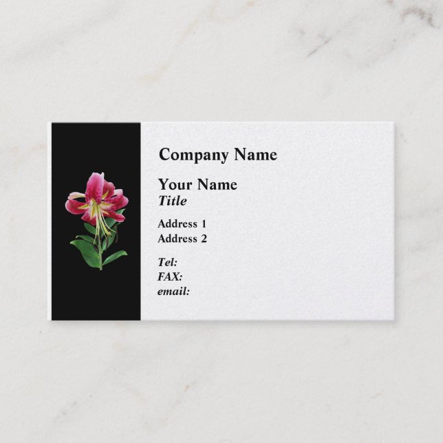 Stargazer Lily Looking Down Business Card (Front)