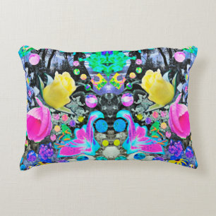 Stargazer Lily, Rose and Pink Hibiscus Collage Accent Pillow