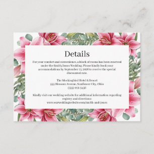 Stargazer Lily Wedding Details Card