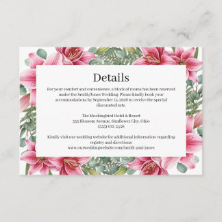 Stargazer Lily Wedding Details Card