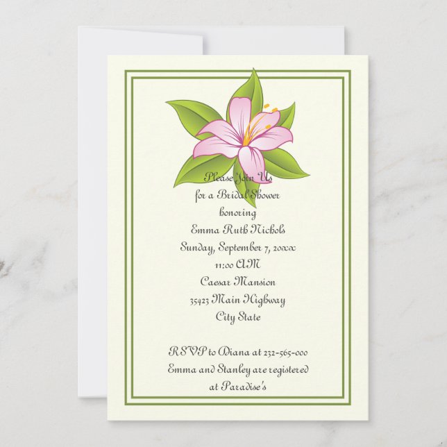 Stargazer lys rose mariage invitation de douche nu (Devant)