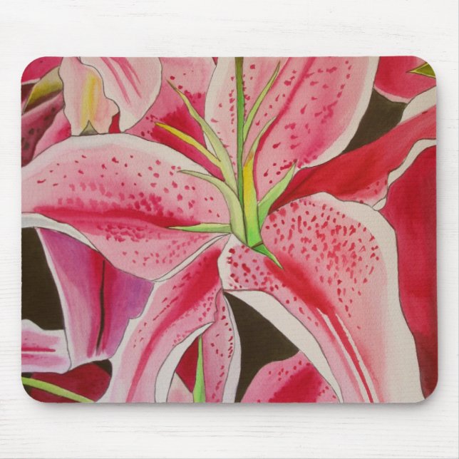Stargazer pink lily flower mouse pad (Front)