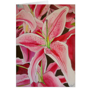 Stargazer pink lily watercolor original art