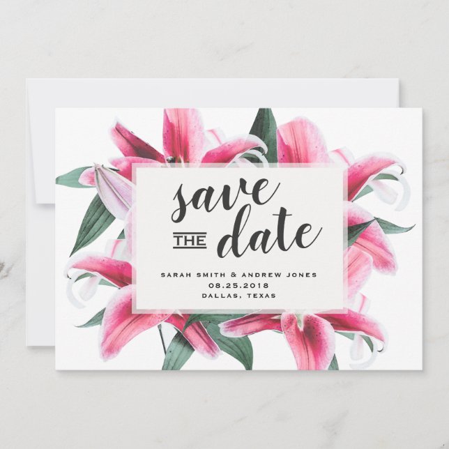 Stargazer rose Lily Floral Enregistrer la carte Da (Devant)