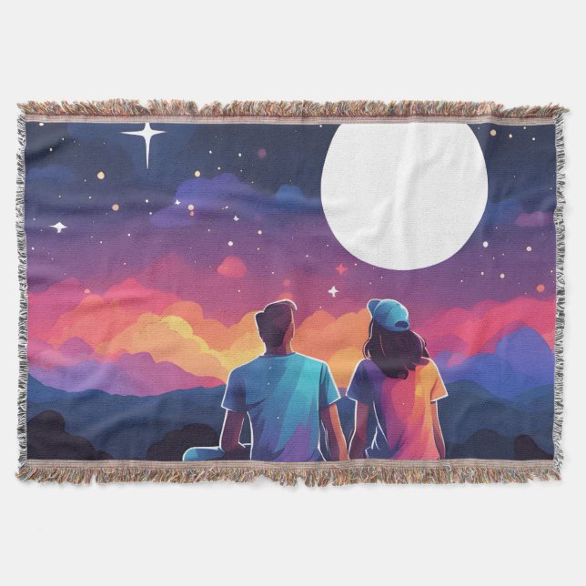 Stargazing Couple Throw Blanket (Front)