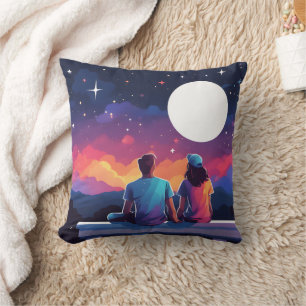 Stargazing Couple Throw Pillow