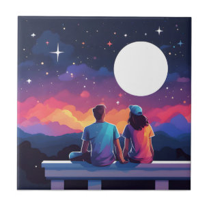 Stargazing Couple Tile
