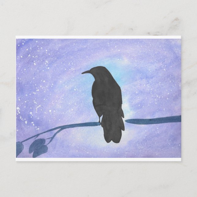 Stargazing Crow Postcard (Front)
