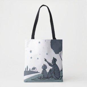 Stargazing: Father and Son Night Sky Tote Bag