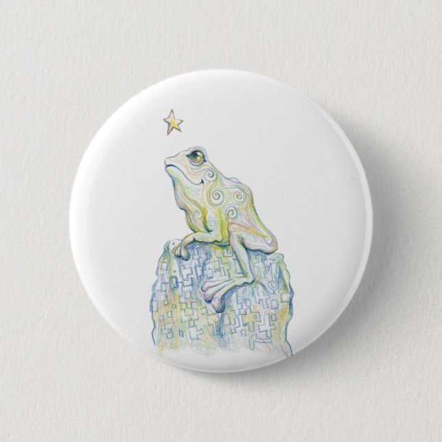Stargazing Frog 2 Inch Round Button (Front)
