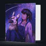 Stargazing with a Dog Binder<br><div class="desc">A girl sits with her dog on a cool spring night watching the beautiful stars above her. This original character design was inspired by anime-style art!</div>