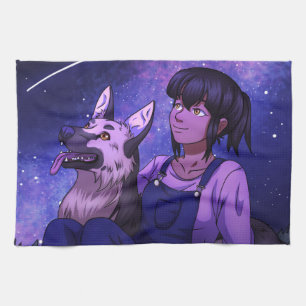 Stargazing with a Dog Kitchen Towel